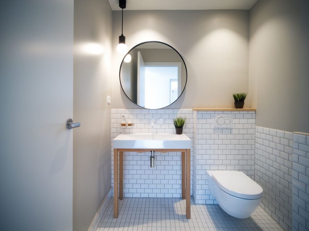 aranżacja małej łazienki z lustrem