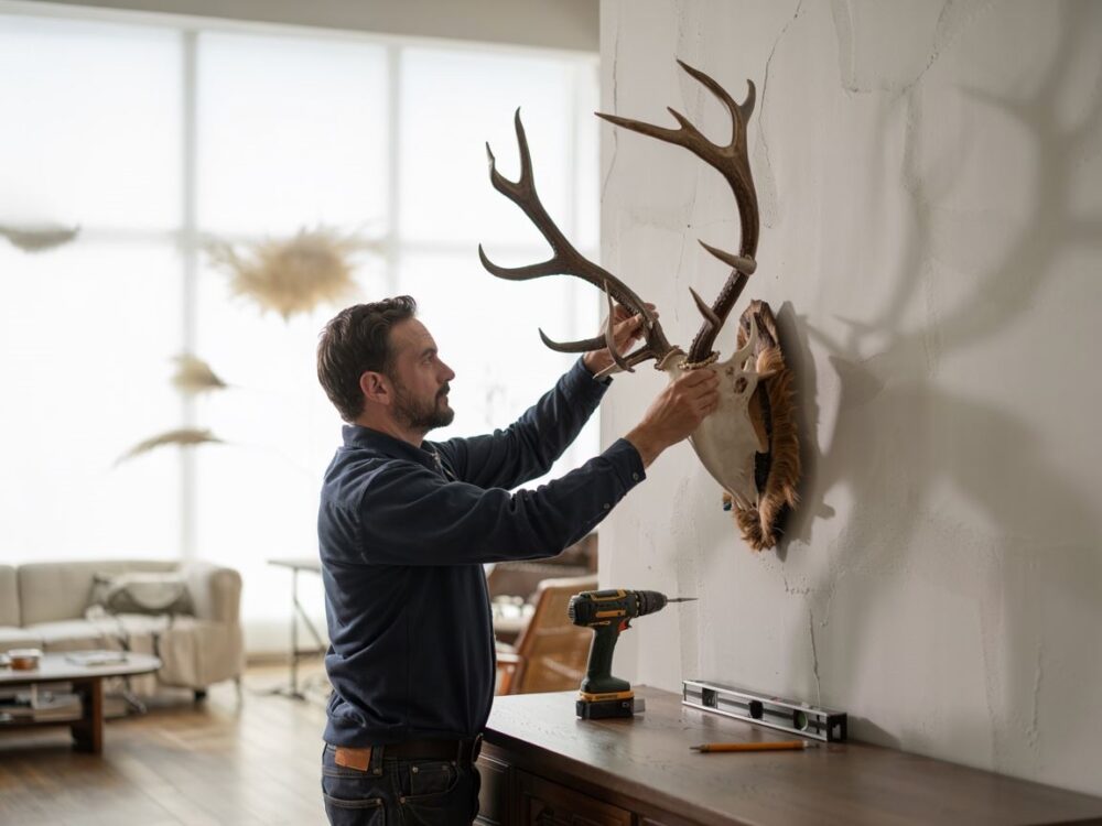 dekoracja ścienna z porożem