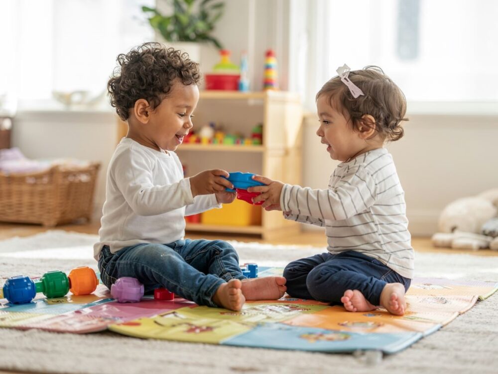 dzieci dzielące się zabawkami