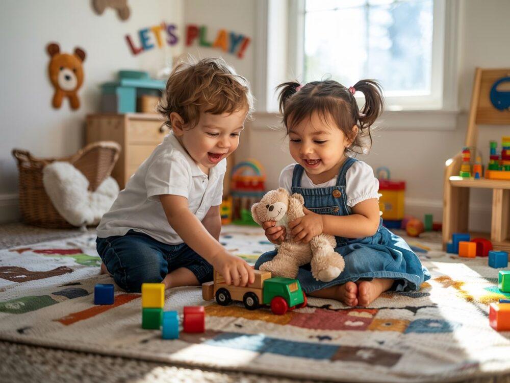 dzieci w kolorowym pokoju