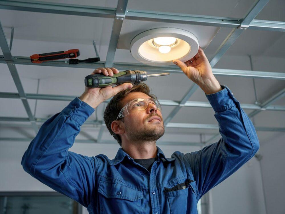 instalacja oświetlenia sufitowego